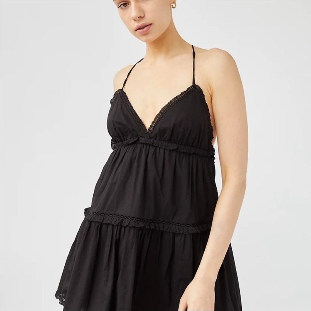 Aritzia Sunday Best Angela Mini Dress Black Large relaxed summer coastal